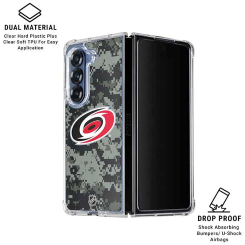 NHL Carolina Hurricanes Camo Galaxy Z Fold7 Clear Case