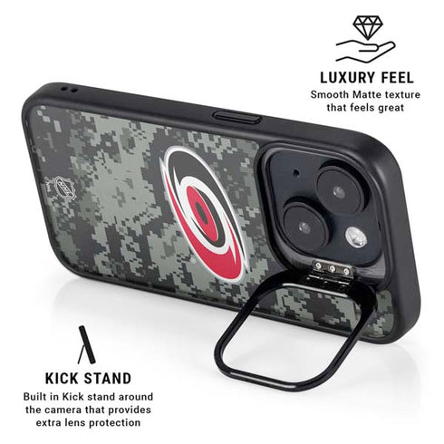 NHL Carolina Hurricanes Camo iPhone 14 Kickstand Case