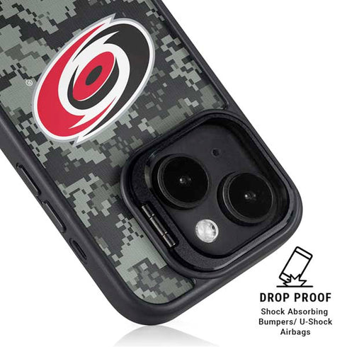 NHL Carolina Hurricanes Camo iPhone 14 Kickstand Case