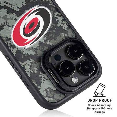 NHL Carolina Hurricanes Camo iPhone 15 Pro Max Kickstand Case