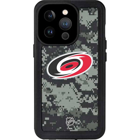 NHL Carolina Hurricanes Camo iPhone 15 Pro Waterproof Case