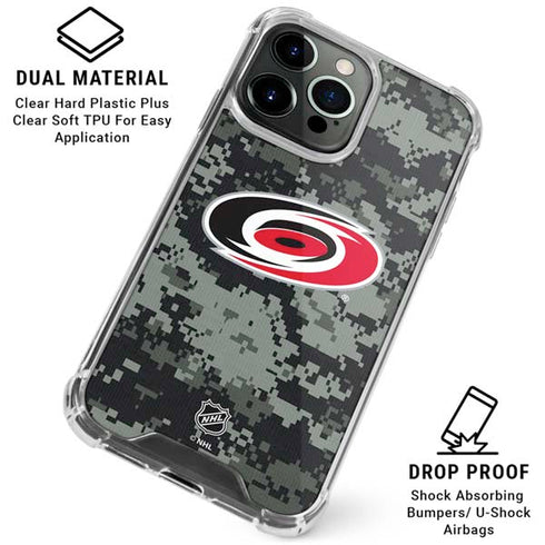 NHL Carolina Hurricanes Camo iPhone 16 Pro Clear Case