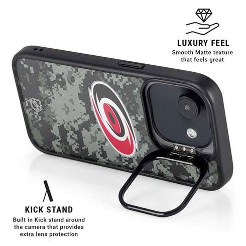 NHL Carolina Hurricanes Camo iPhone 16e Kickstand Case
