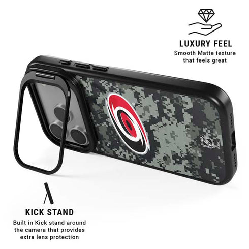 NHL Carolina Hurricanes Camo iPhone 17 Pro Kickstand Case