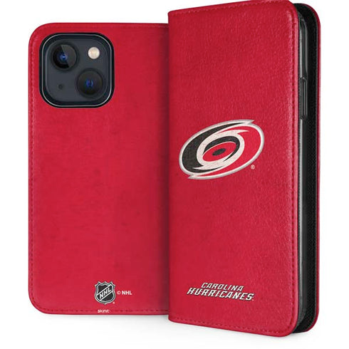 NHL Carolina Hurricanes Distressed iPhone 15 Folio Case