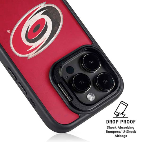 NHL Carolina Hurricanes Distressed iPhone 15 Pro Max Kickstand Case