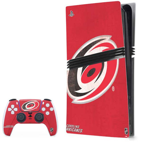 NHL Carolina Hurricanes Distressed PS5 Pro Bundle Skin