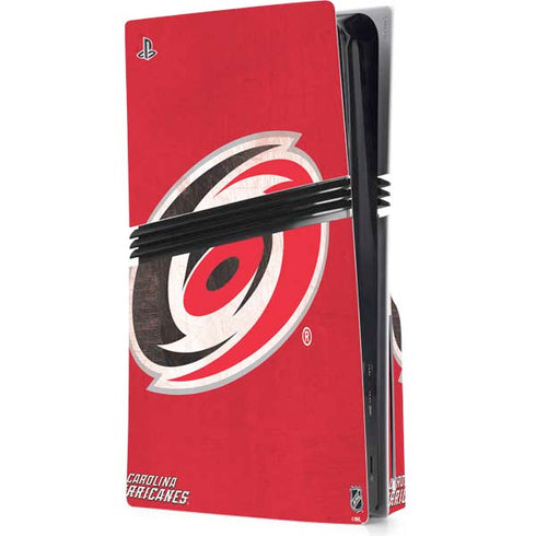 NHL Carolina Hurricanes Distressed PS5 Pro Disk Console Skin