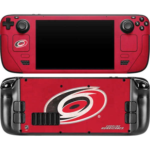 NHL Carolina Hurricanes Distressed Steam Deck Handheld Gaming Computer OLED Skin