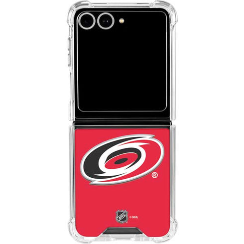 NHL Carolina Hurricanes Solid Background Galaxy Z Flip7 Clear Case