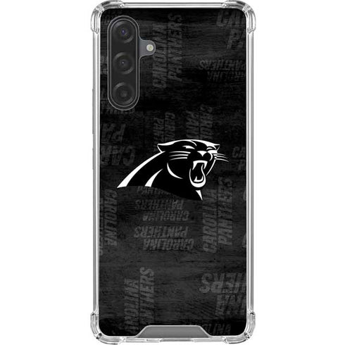 NFL Carolina Panthers Black & White Galaxy A17 Clear Case