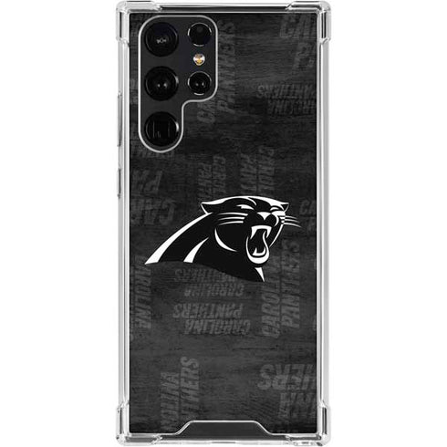 NFL Carolina Panthers Black & White Galaxy S23 Ultra Clear Case