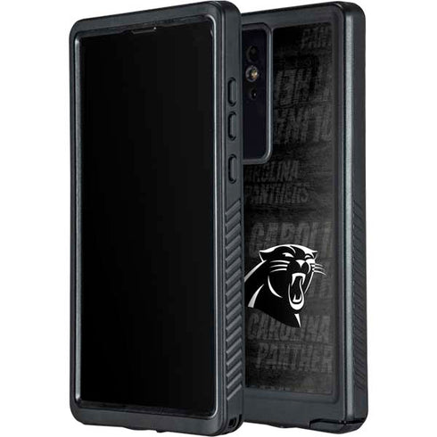 NFL Carolina Panthers Black & White Galaxy S24 Ultra Waterproof Case