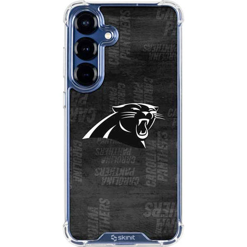 NFL Carolina Panthers Black & White Galaxy S25 Plus Clear Case