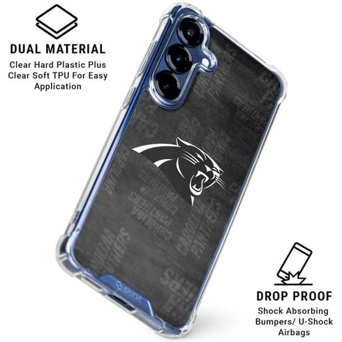 NFL Carolina Panthers Black & White Galaxy S25 Plus Clear Case