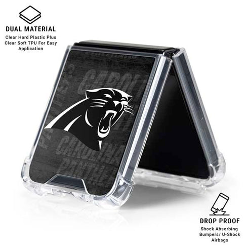 NFL Carolina Panthers Black & White Galaxy Z Flip6 Clear Case