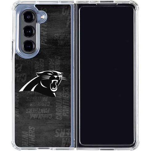 NFL Carolina Panthers Black & White Galaxy Z Fold5 5G Clear Case