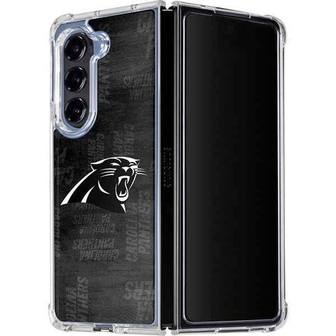 NFL Carolina Panthers Black & White Galaxy Z Fold5 5G Clear Case