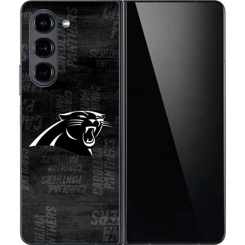 NFL Carolina Panthers Black & White Galaxy Z Fold5 5G Skin