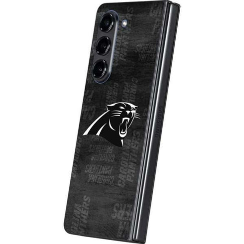 NFL Carolina Panthers Black & White Galaxy Z Fold5 5G Skin