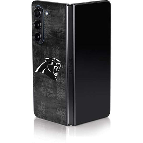 NFL Carolina Panthers Black & White Galaxy Z Fold5 5G Skin