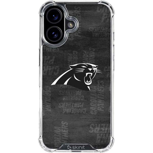 NFL Carolina Panthers Black & White iPhone 16 Plus Clear Case