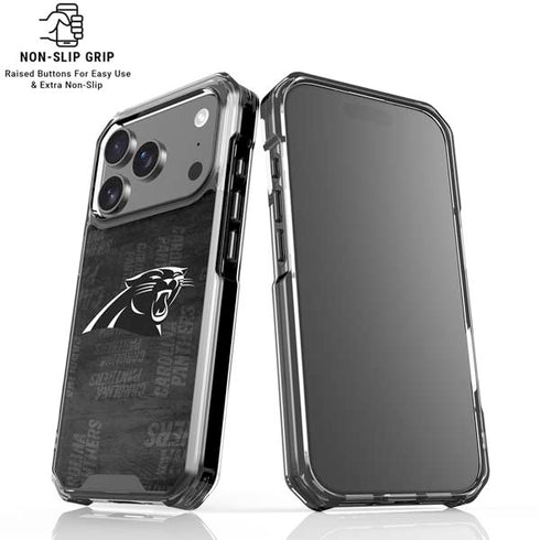 NFL Carolina Panthers Black & White iPhone 18 Pro Clear Case