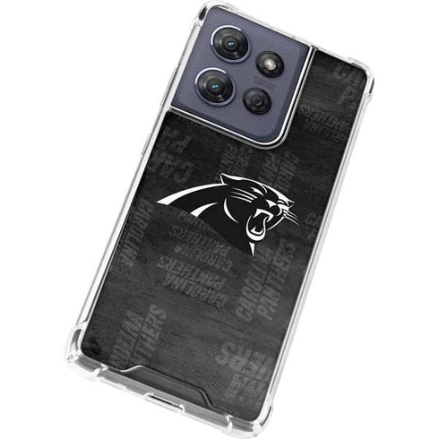 NFL Carolina Panthers Black & White Moto G 5G (2025) Clear Case