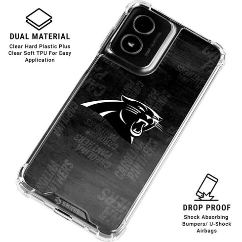 NFL Carolina Panthers Black & White Moto G Power 5G (2024) Clear Case