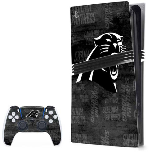NFL Carolina Panthers Black & White PS5 Pro Bundle Skin