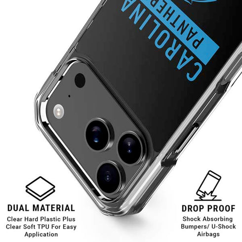 NFL Carolina Panthers Black Performance Series iPhone 18 Pro Clear Case