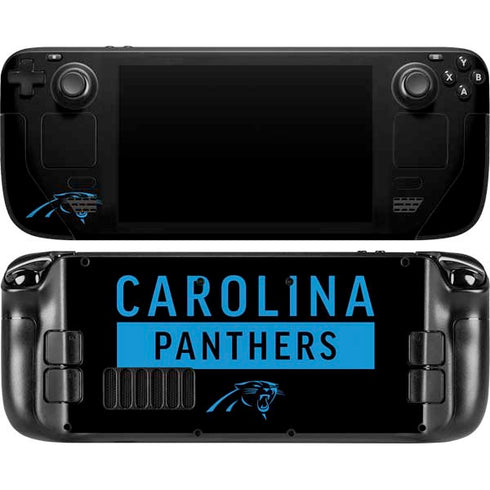 NFL Carolina Panthers Black Performance Series Steam Deck Handheld Gaming Computer OLED Skin