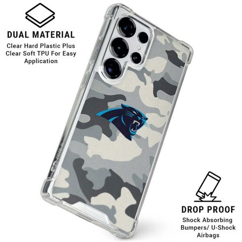 NFL Carolina Panthers Camo Galaxy S25 Ultra Clear Case