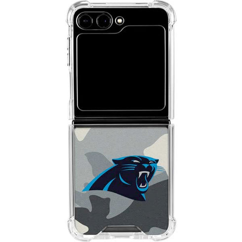 NFL Carolina Panthers Camo Galaxy Z Flip6 Clear Case