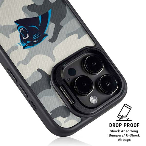 NFL Carolina Panthers Camo iPhone 14 Pro Kickstand Case