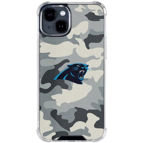 NFL Carolina Panthers Camo iPhone 15 Clear Case