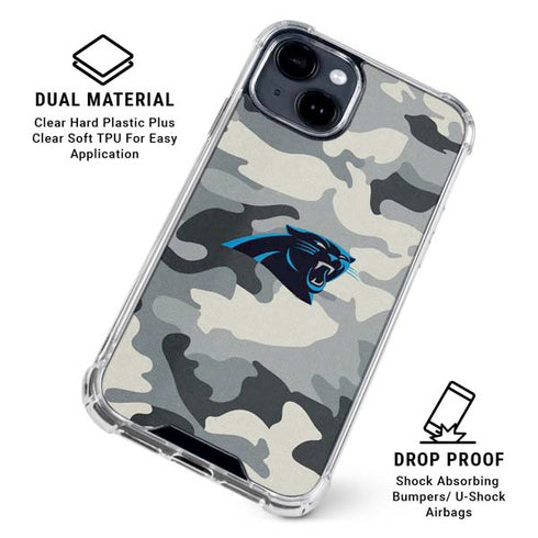 NFL Carolina Panthers Camo iPhone 15 Clear Case