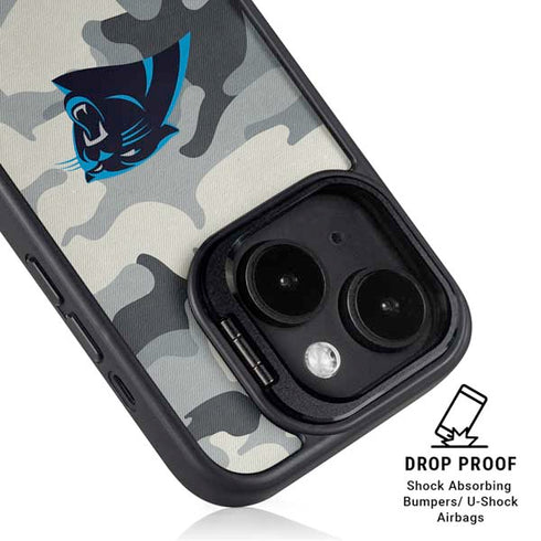 NFL Carolina Panthers Camo iPhone 15 Plus Kickstand Case