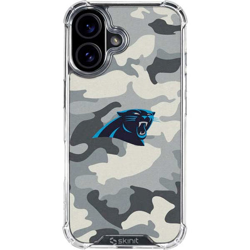 NFL Carolina Panthers Camo iPhone 16 Plus Clear Case