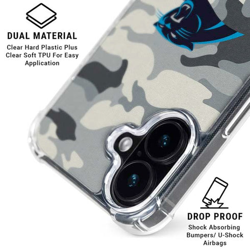 NFL Carolina Panthers Camo iPhone 16 Plus Clear Case