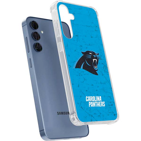 NFL Carolina Panthers Distressed Alternate Galaxy A55 5G Clear Case