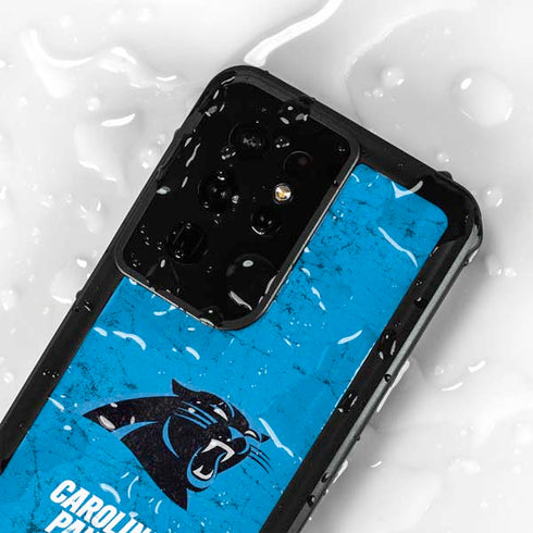 NFL Carolina Panthers Distressed Alternate Galaxy S24 Ultra Waterproof Case