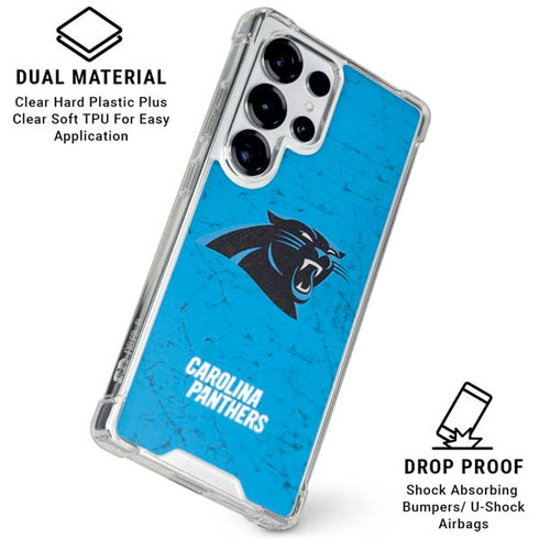 NFL Carolina Panthers Distressed Alternate Galaxy S25 Ultra Clear Case