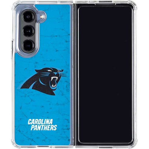 NFL Carolina Panthers Distressed Alternate Galaxy Z Fold5 5G Clear Case