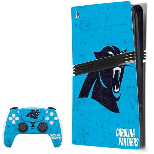 NFL Carolina Panthers Distressed Alternate PS5 Pro Bundle Skin