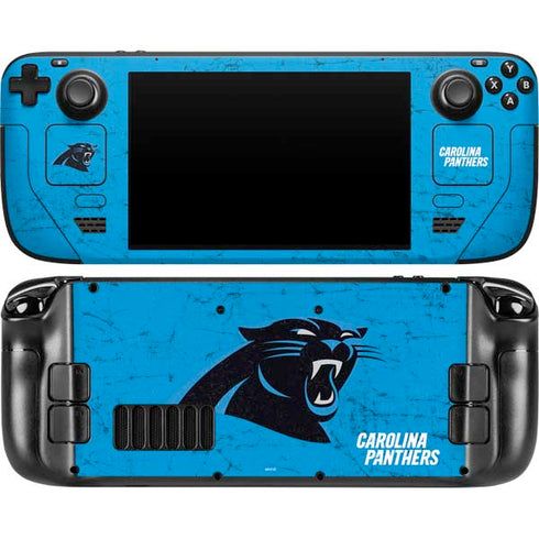 NFL Carolina Panthers Distressed Alternate Steam Deck Handheld Gaming Computer OLED Skin