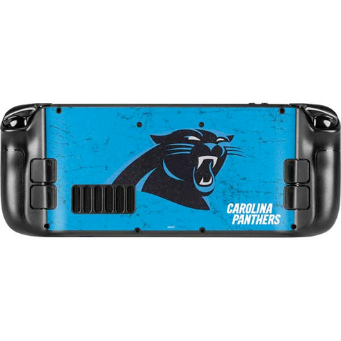 NFL Carolina Panthers Distressed Alternate Steam Deck Handheld Gaming Computer OLED Skin