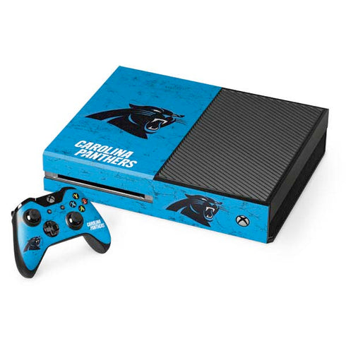 NFL Carolina Panthers Distressed Alternate Xbox One Console and Controller Bundle Skin