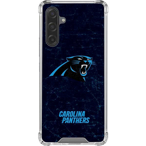 NFL Carolina Panthers Distressed Galaxy A17 Clear Case