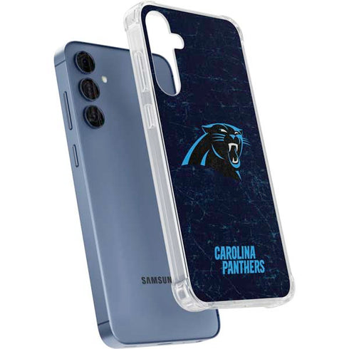 NFL Carolina Panthers Distressed Galaxy A55 5G Clear Case